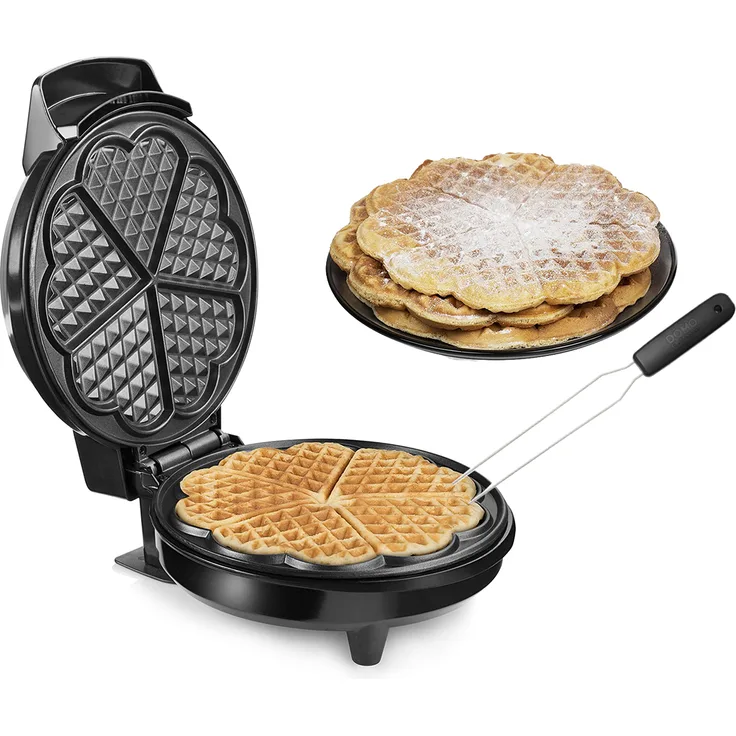 Tristar Waffeleisen 5 dünne herzförmige Waffeln Ø20cm Herzchen Waffelbäcker Waffelgabel