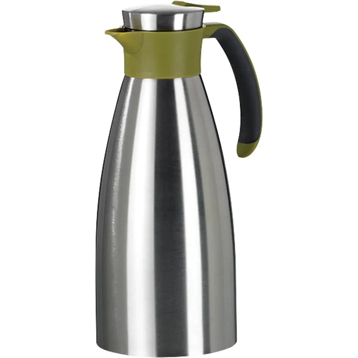 Emsa 514502 Isolierkanne, Edelstahl, 1.5 Liter, Quick Tip Verschluss, 100% dicht, Grün, Soft Grip – Bild 1