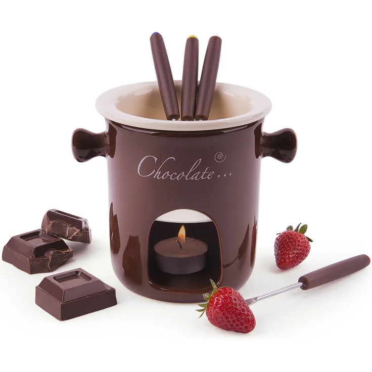 Molecuisine Schokofondue 7 TLG. Set Chocolate Creme-braun