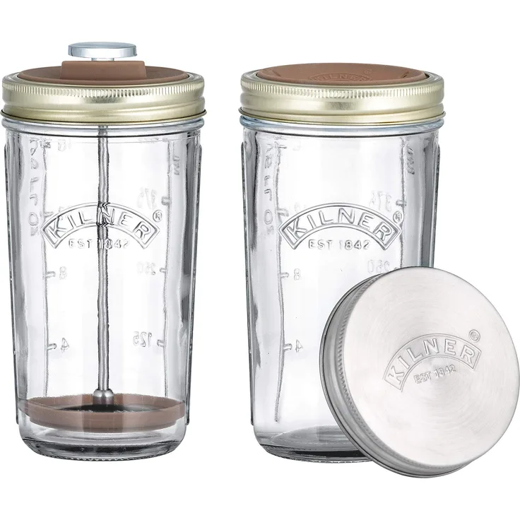 Kilner Nussmilch - Mandelmilch-Herstellungset-Set, 2 Gläser mit Zubehör und Deckel, 0,5 l