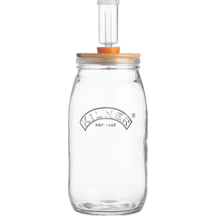 KILNER Create & Make Fermentierset - für das einfache Haltbarmachen von Gemüse, im 3 Liter Glas mit Gärungsdeckel