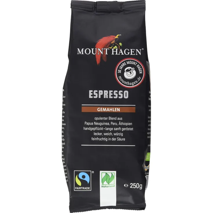 Mount Hagen Espresso gemahlen FairTrade, Naturland (1 x 250 g) - Bio