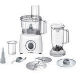 Bosch MCM3200W MultiTalent3 Foodprozessor, 800 W, 2,3 L, SmartStorage, inkl. Standmixer-Aufsatz, Schneid-Wendescheibe, Raspel-Wendescheibe, Schlagscheibe, weiß