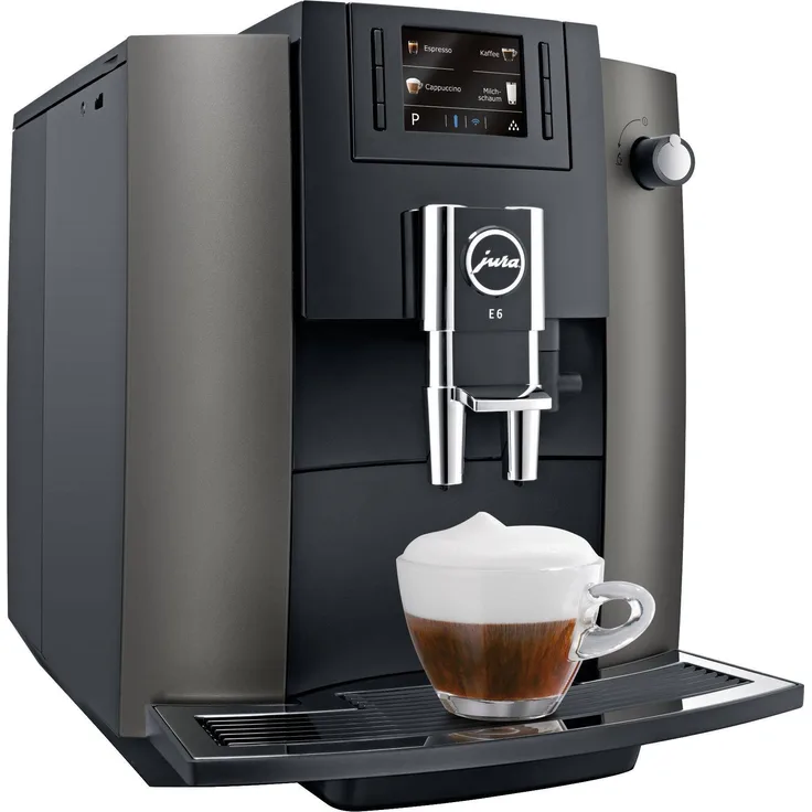 Jura E6 dark inox Kaffeevollautomat, Memory-Funktion, OneTouch-Bedienung, 1450 Watt