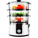 Philips HD9170/00 Avance Collection Dampfgarer 1350 W, Aromaverstärker, XXL-Dampfschale, weiß