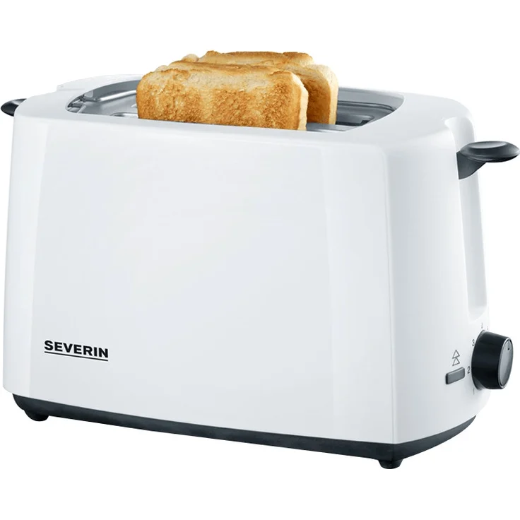 SEVERIN Automatik-Toaster, Inkl. Brötchen-Röstaufsatz, 2 Röstkammern, 700 W, AT 2286, Weiß-Schwarz – Bild 1