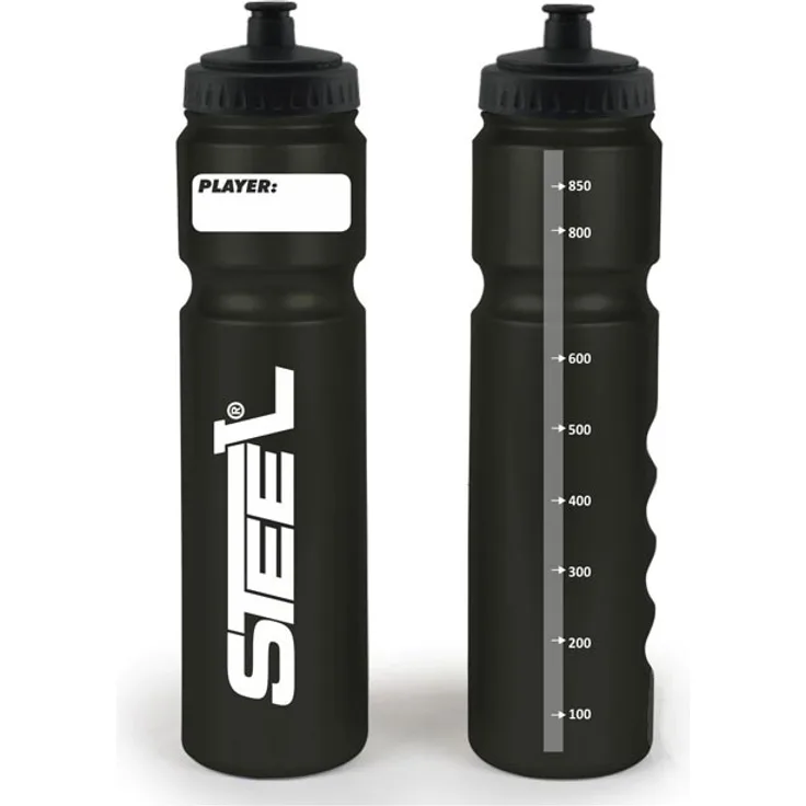 Hockey Trinkflasche STEEL Silver Safe 1.0L Kurzer Halm