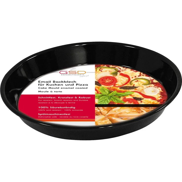 GSD Haushaltsgeräte 32 304 Back- / Pizzablech, emailliert, 32 cm