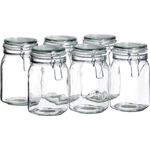 Mäser 925340 Gothika, Einmachgläser 1 l, 6er Set, made in Germany, Vorratsgläser mit Deckel und Drahtbügel zum luftdichten Aufbewahren, Einkochen und Einlegen, Glas, transparent