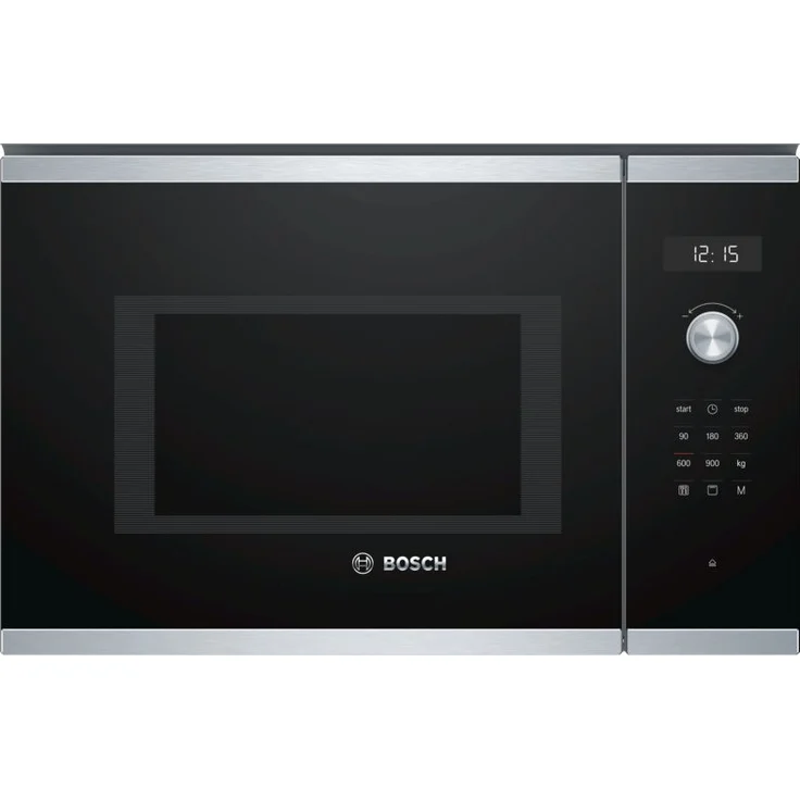 Bosch BEL554MS0 Serie 6 Mikrowelle mit Grill, Einbaugerät, 900 Watt, 25 Liter Garraum, Drehteller 31,5 cm, Türanschlag Links, 8 voreingestellte Automatikprogramme, edelstahl – Bild 1