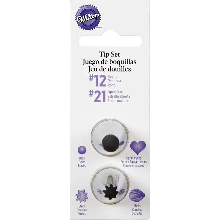 Wilton Set runde Spritztülle # 12 und offene Stern-Spritztülle # 21