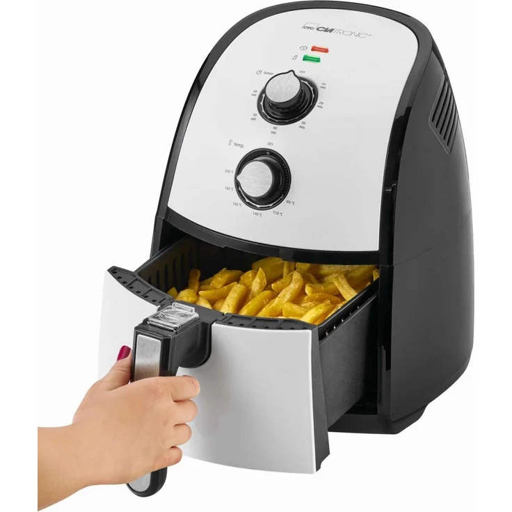 Clatronic FR 3667 H Fritteuse, 2,2 Liter Fassungsvermögen, 1500 Watt, schwarz-weiß – Bild 2