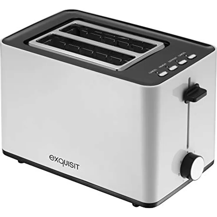 Exquisit Toaster TA 6102 we | 850 Watt | Brötchenaufsatz und Krümelschublade | Doppelschlitztoaster | weiß