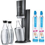 SodaStream Crystal 2.0 titan Wassersprudler inkl. 2 Glaskaraffen (Füllmenge: 0,6 Liter) und 2 Kohlensäure-Zylinder (Standard-Zylinder)