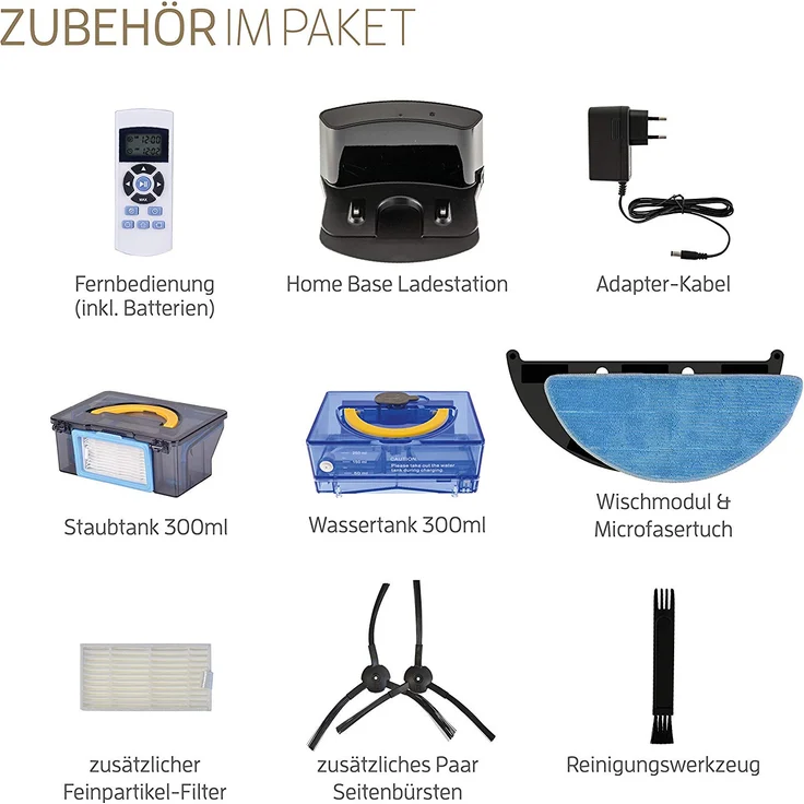 Zaco Beetles V5s Pro Saugroboter mit Wischfunktion, 120 min Akkubetrieb, Fernbedienung, Infrarot-Sensoren, gold – Bild 4