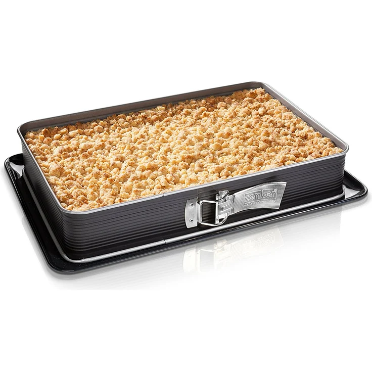 Zenker Rechteck-Springform DELUXE, eckige Premium-Backform mit liertem Boden und Auslaufschutz, Kuchenform mit Antihaftbeschichtung (Farbe: Schwarz metallic), Menge: 1 Stück – Bild 2