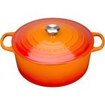 Le Creuset Signature Gusseisen-Bräter mit Deckel, Durchmesser 26 cm, Rund, Für alle Herdarten und Induktion geeignet, Volumen: 5,3 l, Ofenrot