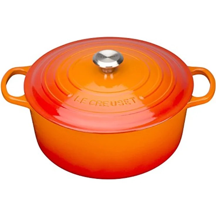 Le Creuset Signature Gusseisen-Bräter mit Deckel, Durchmesser 26 cm, Rund, Für alle Herdarten und Induktion geeignet, Volumen: 5,3 l, Ofenrot