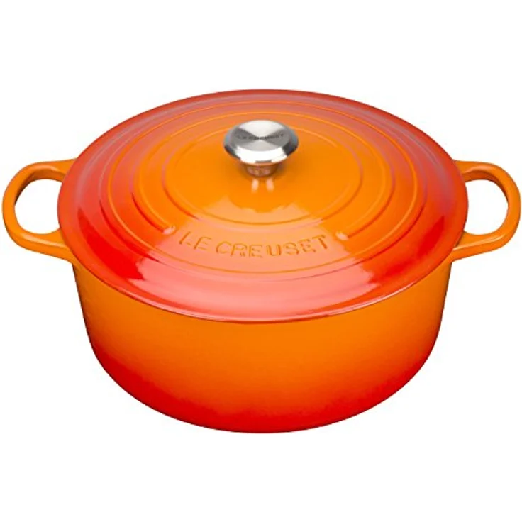 Le Creuset Signature Gusseisen-Bräter mit Deckel, Durchmesser 26 cm, Rund, Für alle Herdarten und Induktion geeignet, Volumen: 5,3 l, Ofenrot – Bild 1