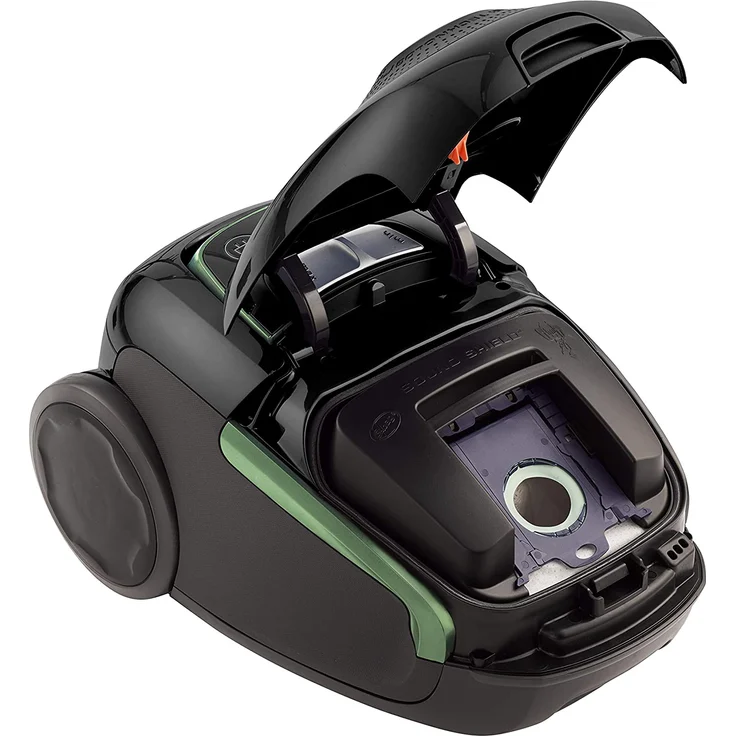 AEG VX8-2-ÖKO Staubsauger mit Beutel (55% Recyclingmaterial, inkl. Zusatzdüsen, 600 W, nur 64 dB(A), 12 m Aktionsradius, 3,5 l Staubbeutelvolumen, ERGO-Handgriff, Hygiene Filter, schwarz-grün) – Bild 3