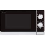 Sharp R200WW Mikrowelle, Standgerät, 20 Liter Garraum, 800 Watt, 5 Leistungsstufen, Timer von 35 Minuten bis 00 Sekunden, gewichtgesteuertes Auftauen, Energiesparmodus, Glasdrehteller 25,5 cm, weiß
