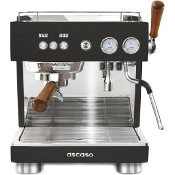 Ascaso Baby T Plus Espressomaschine Siebträgermaschine, App-Steuerung, Dampfdüse, 2 l Wassertank, schwarz matt