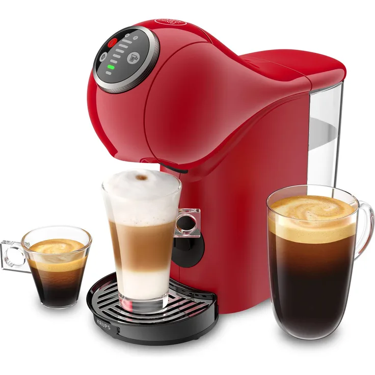 Krups KP3405 NESCAFÉ Dolce Gusto Genio S Plus Kapselmaschine (Espresso Boost, Temperaturauswahl, Heiß- & Kaltgetränke, 15 bar Pumpendruck, 0,8l Wassertank) Rot