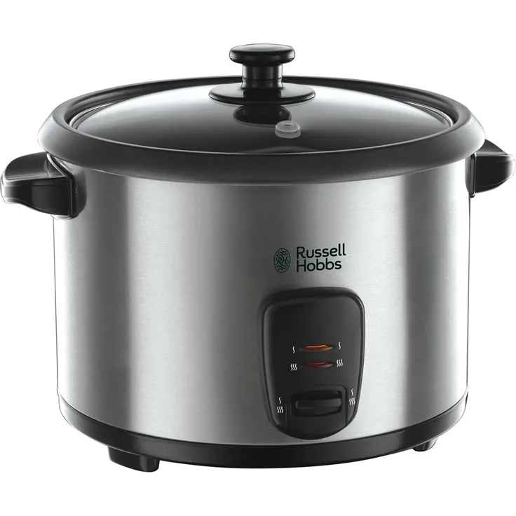 Russell Hobbs Reiskocher, 1,8l, 700 Watt, inkl. Dampfgarer-Einsatz, Warmhaltefunktion, antihaftbeschichteter Gartopf, Reislöffel & Messbecher, Schongarer für Gemüse & Fisch, CookHome, 19750-56