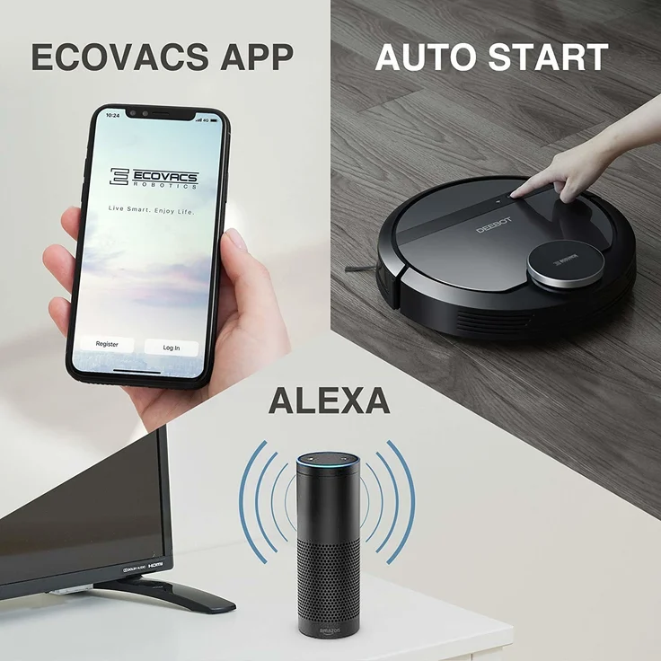 Ecovacs Deebot 901 Saugroboter, 100 min Akkubetrieb, App- und Sprachsteuerung, Lasernavigation – Bild 7
