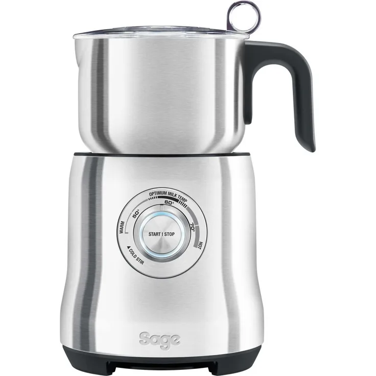 Sage Appliances The Milk Café Milchschäumer, 500W, elektrisch, 4 Temperatureinstellungen, für 3 Tassen, Edelstahl, silber