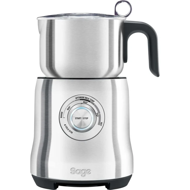 Sage Appliances The Milk Café Milchschäumer, 500W, elektrisch, 4 Temperatureinstellungen, für 3 Tassen, Edelstahl, silber – Bild 1