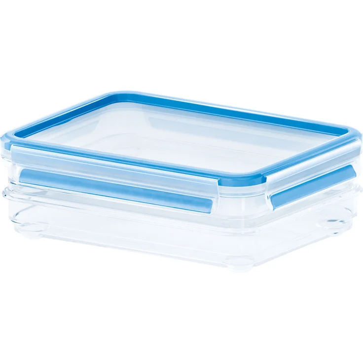 Emsa 513576 Aufschnittbox-System mit Deckel, 0.6 Liter, Transparent-Blau, Clip & Close – Bild 1
