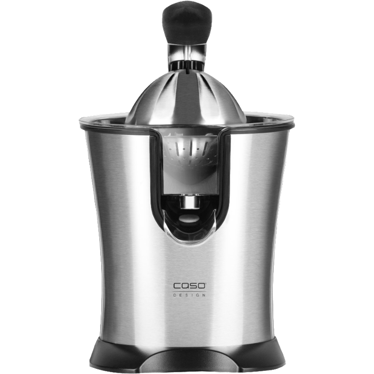 CASO CP 200 Design-Zitruspresse, elektrische und kraftvolle Zitronenpresse mit Universal-Presskegel f. alle gängigen Zitrusfrüchte, 160 Watt, Tropf-Stopp, Edelstahlsiebeinsatz, Hebel-Pressarm