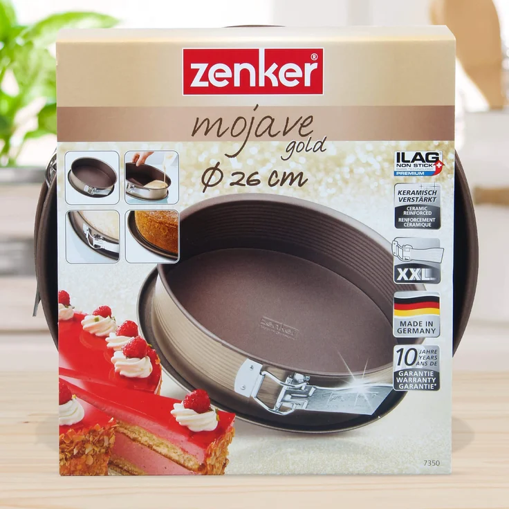 Zenker Springform Ø 26 cm MOJAVE GOLD, Backform mit Flachboden und Auslaufschutz aus Stahlblech, runde Kuchenform mit keramisch verstärkter Antihaftbeschichtung (Farbe: Mahagoni-Gold), Menge: 1 Stück – Bild 3