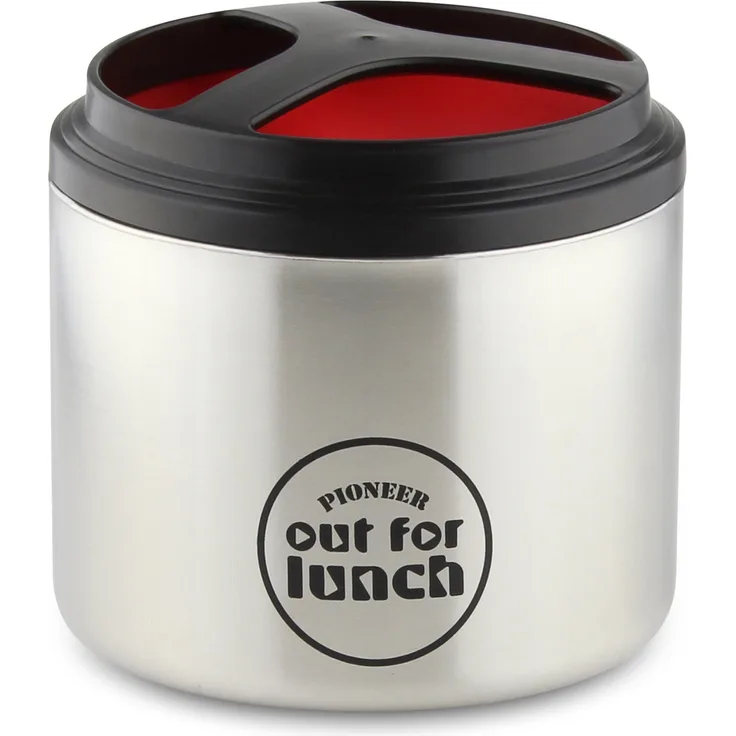 Pioneer Thermo-Speisebehälter 1 L Edelstahl Doppelwandig mit Extra Breiten Öffnung, Isolier Lunch-Box für Suppe-Essen 4 Stunden Heiß 8 Stunden Kühl Auslaufsicher BPA-Frei ? Schwarz-Rot