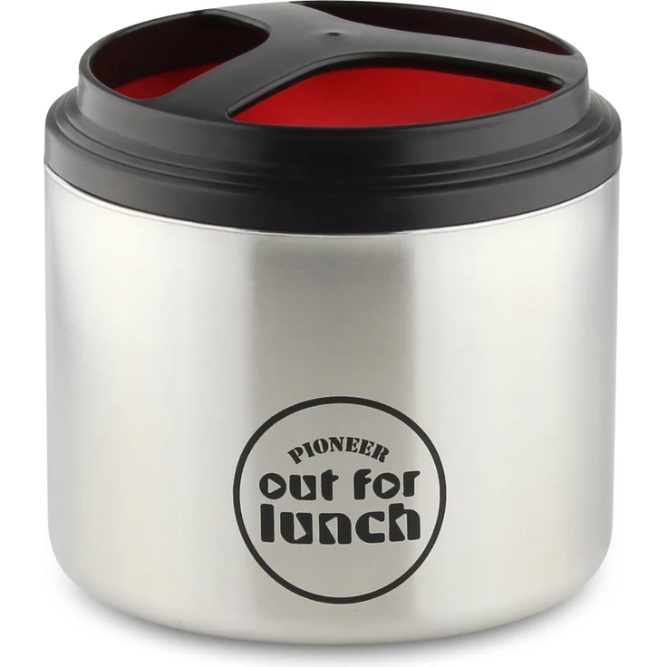 Pioneer Thermo-Speisebehälter 1 L Edelstahl Doppelwandig mit Extra Breiten Öffnung, Isolier Lunch-Box für Suppe-Essen 4 Stunden Heiß 8 Stunden Kühl Auslaufsicher BPA-Frei ? Schwarz-Rot