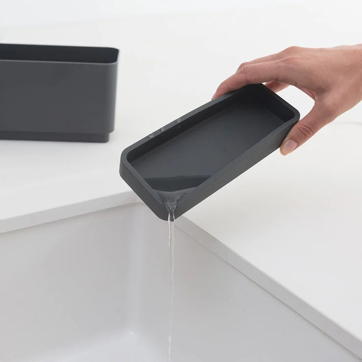 Brabantia Spülorganizer, Kunststoff-Silikon, Dunkelgrau, 19 x 8.5 x 11.5 cm – Bild 4