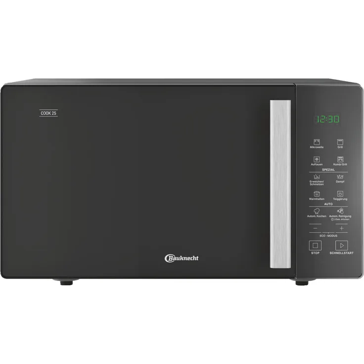 Bauknecht MW 254 SM Kombi-Mikrowelle mit Grill, 900 Watt, 25 Liter Garraum, Standgerät, Dampfgarfunktion, Joghurt-Funktion, Schmelzfunktion, Warmhalte-Funktion, schwarz
