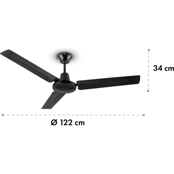 Klarstein Spin Doctor Deckenventilator | 3 Flügel | Ø 48'' - 122 cm | 9963 m³-h | 56 W | 3 Geschwindigkeiten | Wandsteuerung | Edelstahl Schwarz – Bild 6