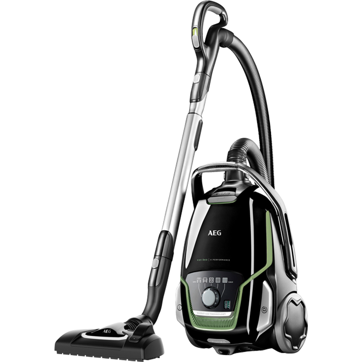 AEG VX9-2-ÖKO Staubsauger mit Beutel (70% Recyclingmaterial, inkl. Zusatzdüsen, 12 m, 850 Watt, nur 65 dB(A), 5 l Staubbeutelvolumen, waschbarer Filter, neue technische Version, schwarz-grün)  – Bild 2
