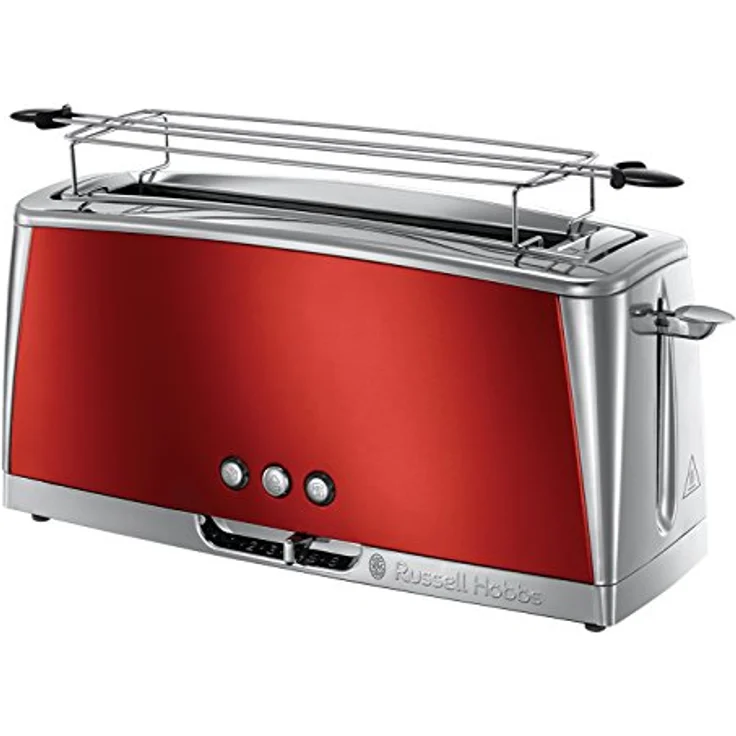 Russell Hobbs Langschlitz Toaster Luna rot, extra breite 1 Langschlitzkammer, Brötchenaufsatz, 6 einstellbare Bräunungsstufen + Auftau- & Aufwärmfunktion, Schnell-Toast-Technologie, 1420W, 23250-56 – Bild 1