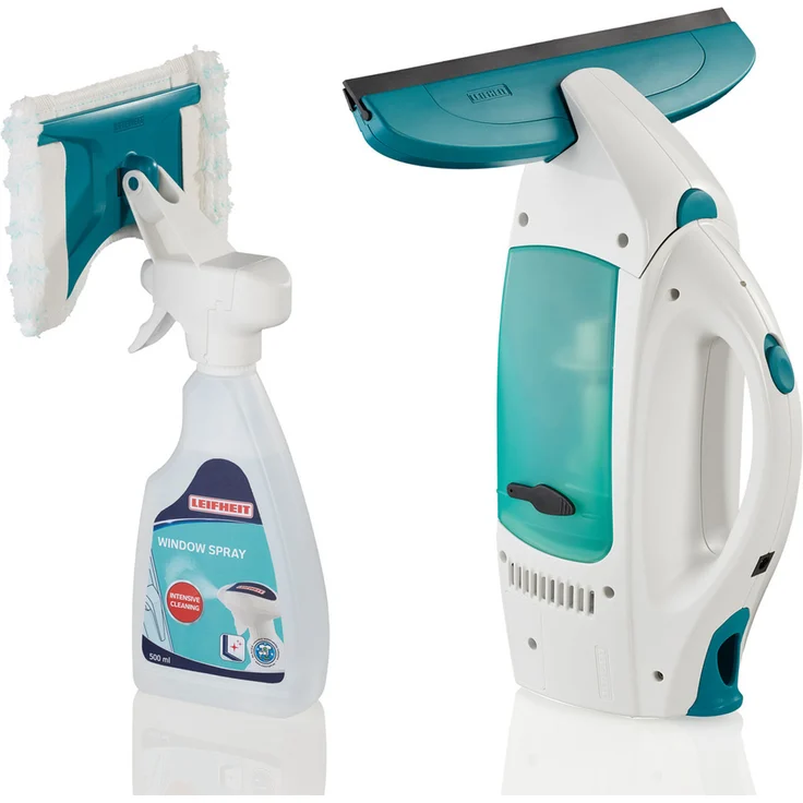 Leifheit Set Fenstersauger Dry and Clean mit Spray Cleaner zum Einwaschen und Abziehen, Fensterwischer mit langer Laufzeit, tropffreier Fensterreiniger, Fensterputzer mit Click-System – Bild 1