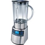 ProfiCook PC-UM 1006 Universalmixer, elektronische Geschwindigkeitsregelung mit Ice-Crush-Funktion, abnehmbarer Glas-Mixbehälter mit Skala, LCD-Display (blau beleuchtet), Edelstahlgehäuse 