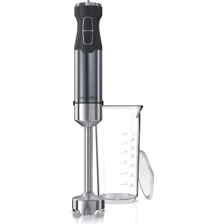 Arendo Handmixer & Rührgeräte 1000 Watt inkl. Messbecher - vierflügeliges Messer - abnehmbarer Mixfuß - Edelstahl Cool Grey