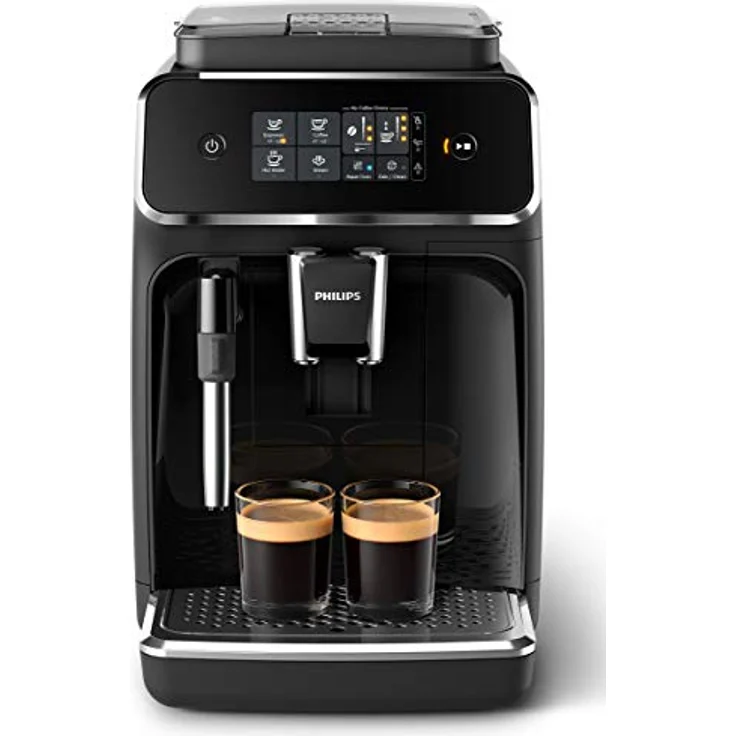 Philips 2200 Serie EP2221-40 Kaffeevollautomat mit integriertem Mahlwerk, 2 Kaffeespezialitäten, Schwarz-Klavierlack-schwarz – Bild 1
