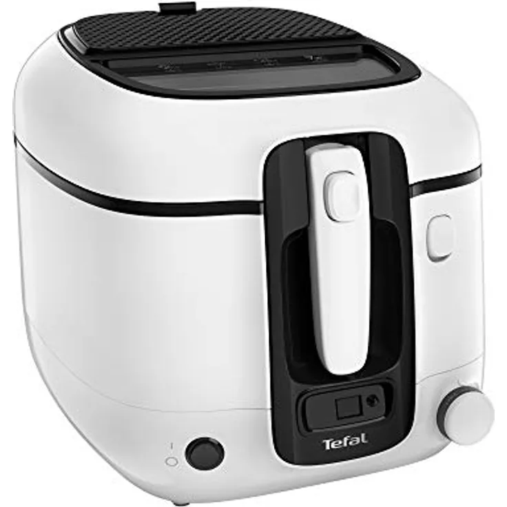 Tefal FR314030 Fritteuse, 1800W, mit Öl, für 1,3kg Pommes frites, Cool-Touch, schwarz-weiß, 2,2 L Kapazität