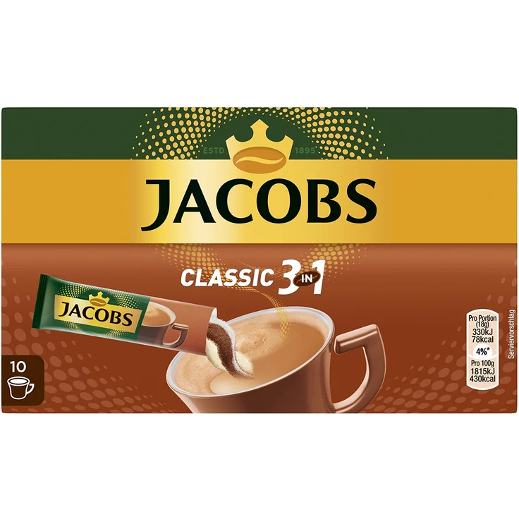 Jacobs Kaffeespezialitäten 3 in 1, 120 Sticks mit Instant Kaffee, 12 x 10 Getränke