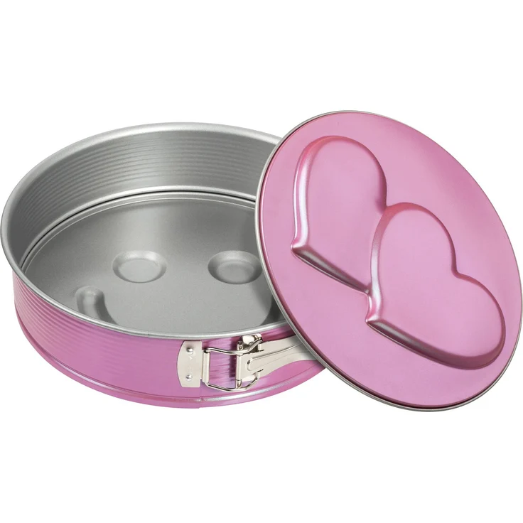 Zenker creative studio Springform Ø 26 cm, Backform mit 2 Motivböden, runde Kuchenform mit Antihaftbeschichtung, kreatives Backen (Farbe: rosa, silber), Menge: 1 Stück – Bild 1