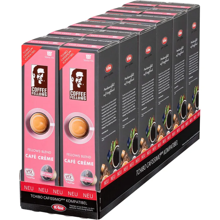 Coffee Fellows BLEND CAFÉ CRÈME Kaffeekapseln, 120 Stück, kompatibel mit Tchibo Cafissimo(R)*, 12er Pack (12 x 75 g) 