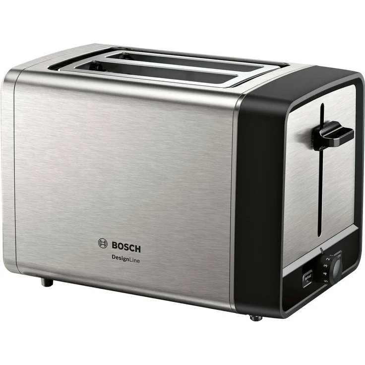 Bosch DesignLine TAT4P420 Toaster, 2 Scheiben, Edelstahl-schwarz – Bild 1